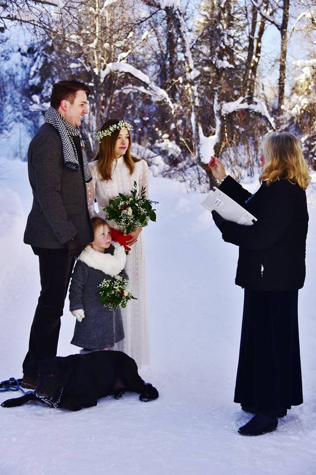 snowy mountain wedding